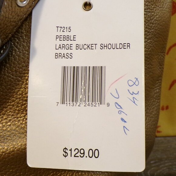TIGNANELLO NWT Women's Leather Brass Pebble Large Bucket Style Purse - Picture 9 of 14
